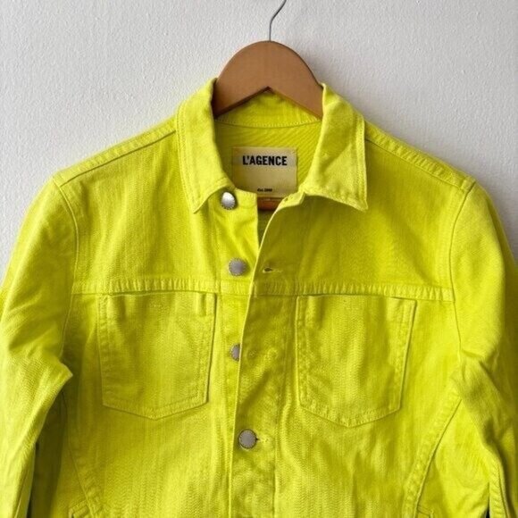 L'agence Celine Denim Jacket in Citron - Picture 5 of 9